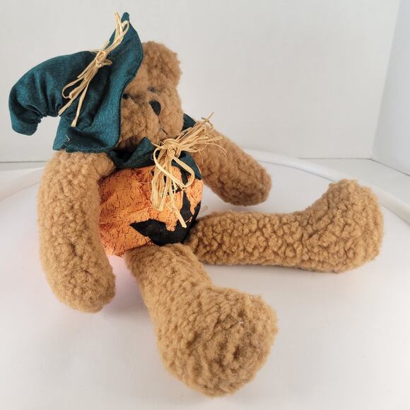 Jo-Ann Stores 1999 Halloween Pumpkin Teddy Bear 12" Plush Witch Hat Collectible - Picture 13 of 15